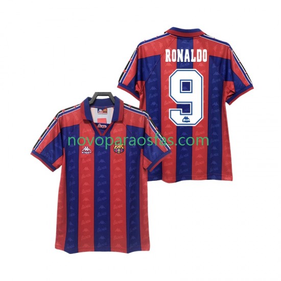 Camisolas FC Barcelona RONALDO 9 1996 1997 Retro Homem Casa Manga Curta