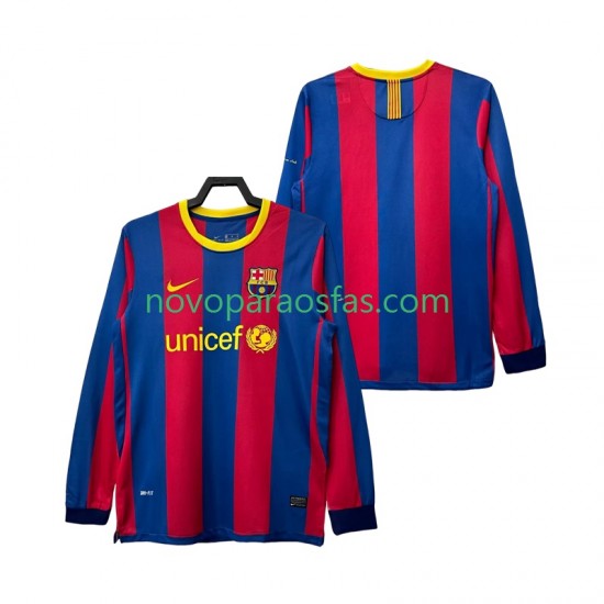 Camisolas FC Barcelona Retro Homem Casa 2011 2010 Manga Comprida