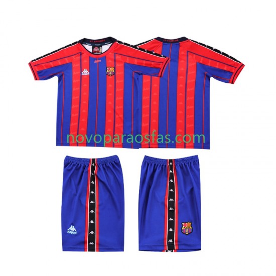 Camisolas FC Barcelona 1997 Retro Criança Casa 1998 Manga Curta