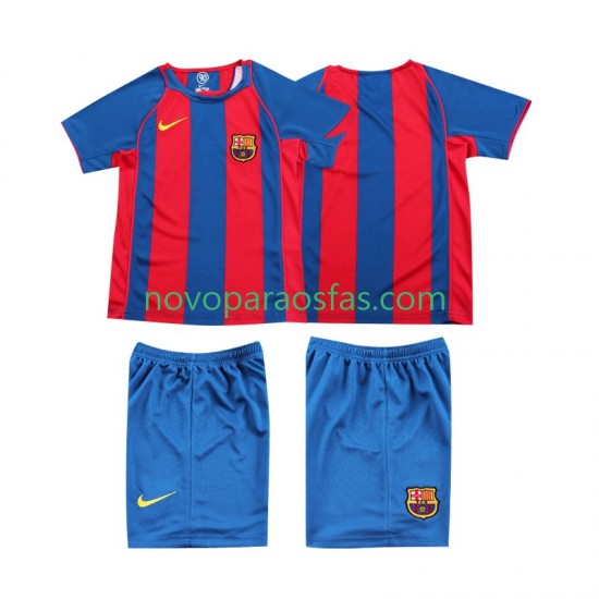 Camisolas FC Barcelona 2005 Retro Criança Casa 2004 Manga Curta