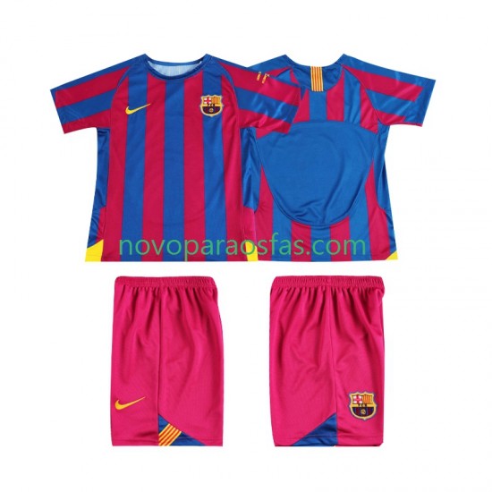 Camisolas FC Barcelona Champions League 2005 Retro Criança Casa 2006 Manga Curta