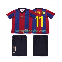 Camisolas FC Barcelona Ronaldo 11 Retro Criança Casa 1998 1999 Manga Curta