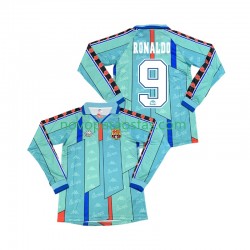 Camisolas FC Barcelona Ronaldo 9 1996 1997 Retro Homem Visitante Manga Comprida