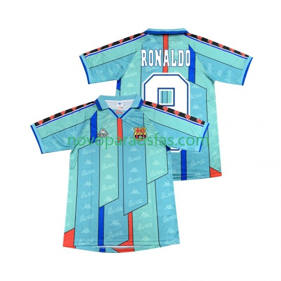 Camisolas FC Barcelona Ronaldo 9 1996 1997 Retro Homem Visitante Manga Curta