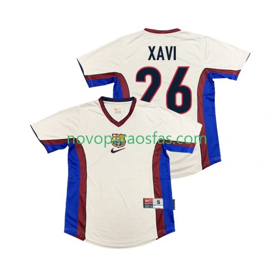 Camisolas FC Barcelona XAVI 26 Retro Homem Visitante 1998 1999 Manga Curta