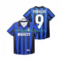 Camisolas Inter de Milão Roanldo 9 Retro Homem Casa 1998 1999 Manga Curta