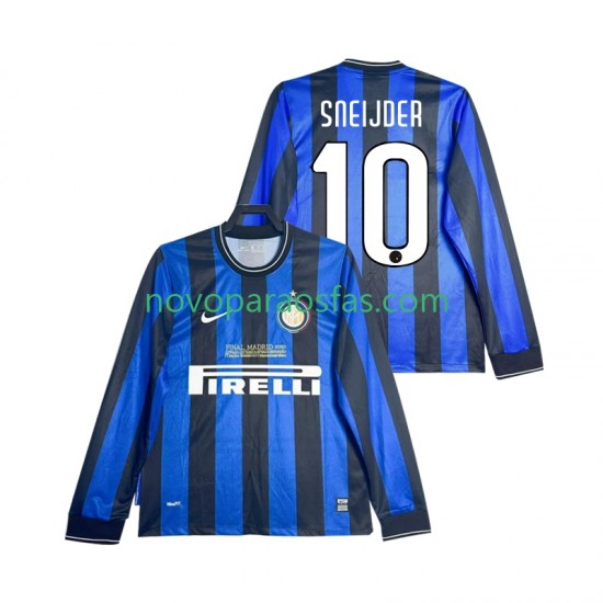 Camisolas Inter de Milão SNEIJDER 10 2009 Retro Homem Casa 2010 Manga Comprida