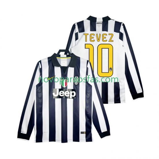 Camisolas Juventus TEVEZ 10 2014 2015 Retro Homem Casa Manga Comprida