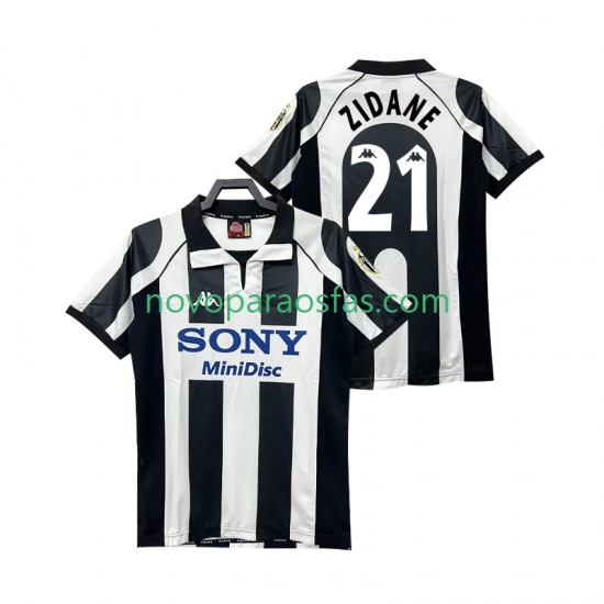 Camisolas Juventus ZIDANE 21 1997 Retro Homem Casa 1998 Manga Curta