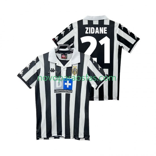 Camisolas Juventus ZIDANE 21 2000 Retro Homem Casa 1999 Manga Curta