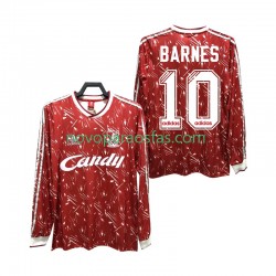 Camisolas Liverpool BARNES 10 1989 1991 Retro Homem Casa Manga Comprida