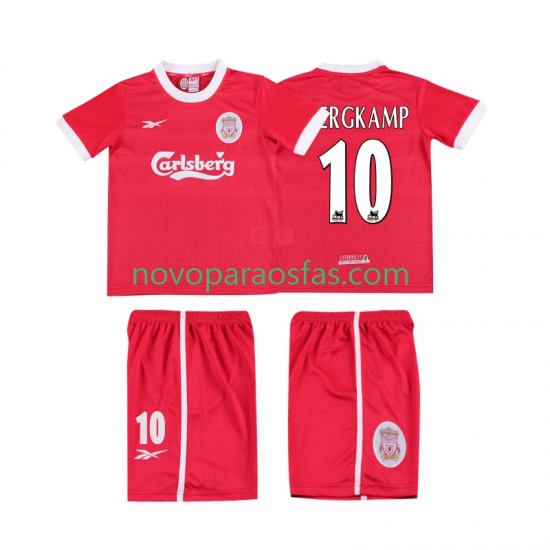 Camisolas Liverpool BERGKAMP 10 LWP 1997 Retro Criança Casa 1998 Manga Curta