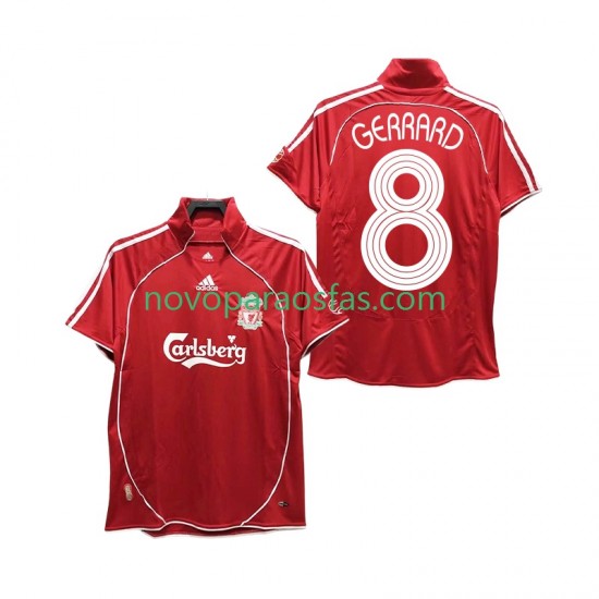 Camisolas Liverpool GERRARD 8 Retro Homem Casa 2008 2006 Manga Curta