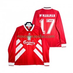 Camisolas Liverpool MCMANAMAN 17 1993 1995 Retro Homem Casa Manga Comprida