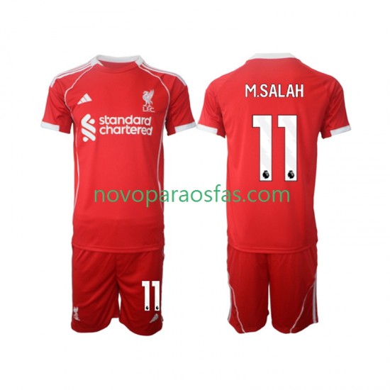 Camisolas Liverpool Mohamed Salah 11 Criança Casa 2025-2026 Manga Curta