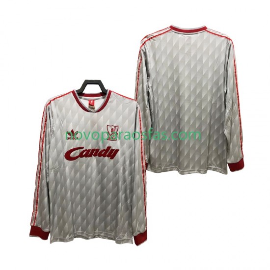 Camisolas Liverpool 1989 1991 Retro Homem Visitante Manga Comprida