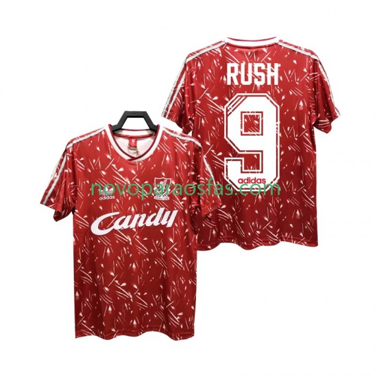 Camisolas Liverpool Rush 9 1989 1991 Retro Homem Casa Manga Curta