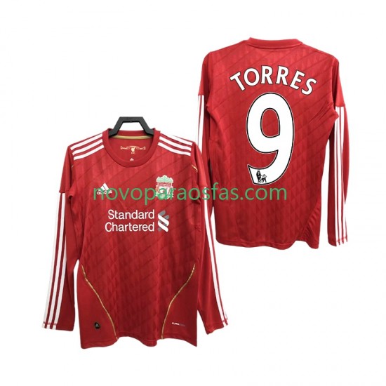Camisolas Liverpool Torres 9 2012 Retro Homem Casa 2010 Manga Comprida