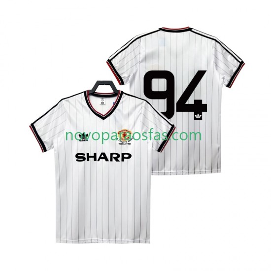 Camisolas Manchester United 94 1983 1984 Retro Homem Visitante Manga Curta