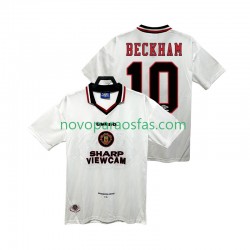 Camisolas Manchester United BECKEHAM 10 1996 1997 Retro Homem Visitante Manga Curta