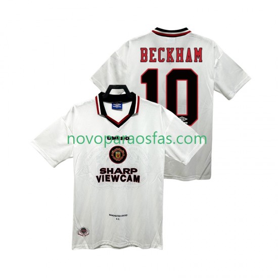 Camisolas Manchester United BECKEHAM 10 1996 1997 Retro Homem Visitante Manga Curta