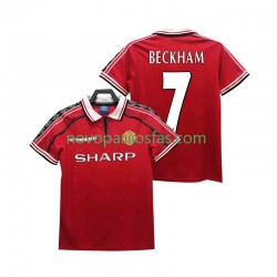 Camisolas Manchester United BECKHAM 7 Retro Homem Casa 1998 1999 Manga Curta