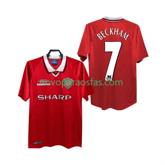 Camisolas Manchester United BECKHAM 7 2000 Retro Homem Casa 1999 Manga Curta
