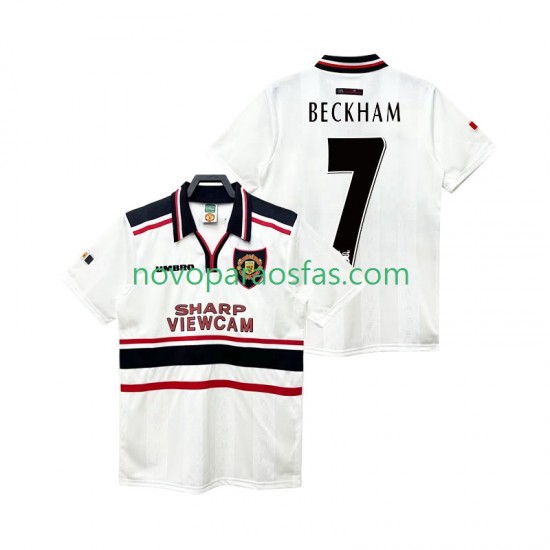Camisolas Manchester United Beckham 7 Retro Homem Visitante 1998 1999 Manga Curta