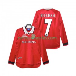 Camisolas Manchester United Beckham 7 2000 Retro Homem Casa 1999 Manga Comprida