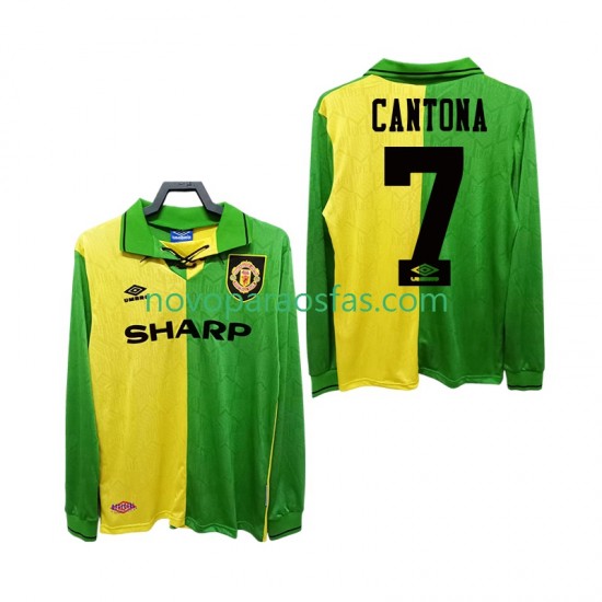 Camisolas Manchester United CANTONA 7 1992 Retro Homem Visitante 1994 Manga Comprida