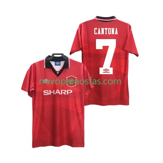 Camisolas Manchester United CANTONA 7 1996 Retro Homem Casa 1994 Manga Curta