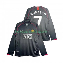 Camisolas Manchester United Critstiano Ronaldo 7 2007 Retro Homem Visitante 2008 Manga Comprida