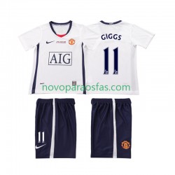 Camisolas Manchester United GIGGS 11 Champions League 2009 Retro Criança Visitante 2008 Manga Curta