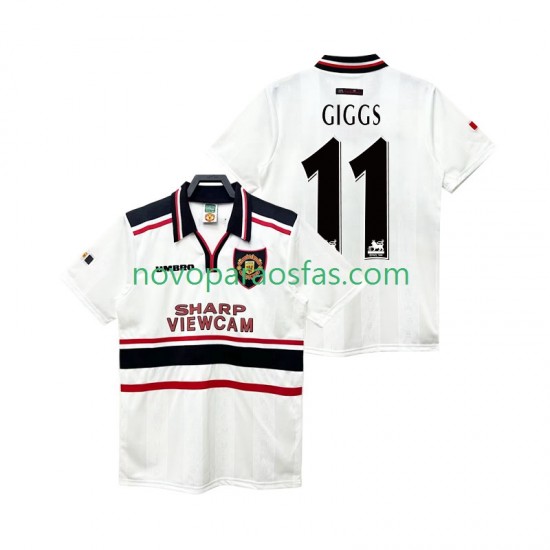 Camisolas Manchester United GIGGS 11 Retro Homem Visitante 1998 1999 Manga Curta
