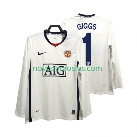 Camisolas Manchester United GIGGS 11 Premier League 2009 Retro Homem Visitante 2008 Manga Comprida