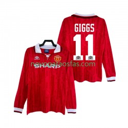 Camisolas Manchester United GIGGS 11 1992 Retro Homem Casa 1994 Manga Comprida