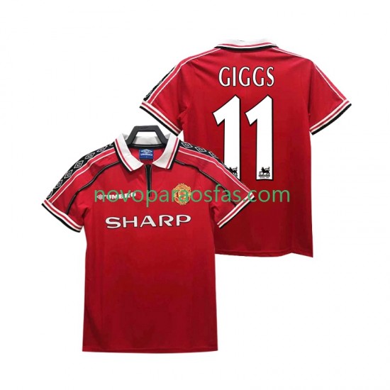 Camisolas Manchester United GIGGS 11 Retro Homem Casa 1998 1999 Manga Curta