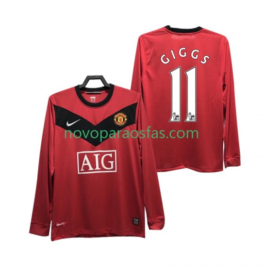 Camisolas Manchester United GIGGS 11 2009 Retro Homem Casa 2010 Manga Comprida