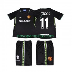 Camisolas Manchester United GIGGS 11 Retro Criança Alternativo 1998 1999 Manga Curta