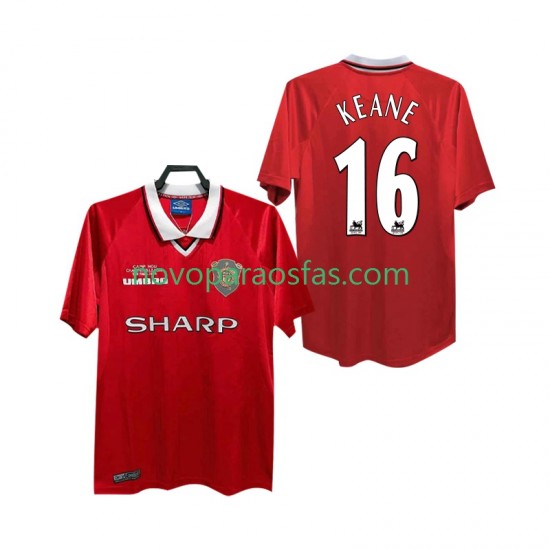Camisolas Manchester United Keane 16 2000 Retro Homem Casa 1999 Manga Curta
