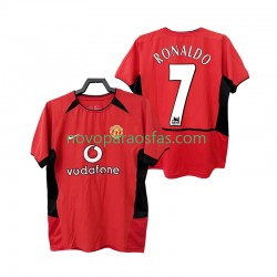 Camisolas Manchester United RONALDO 7 Retro Homem Casa 2004 2002 Manga Curta