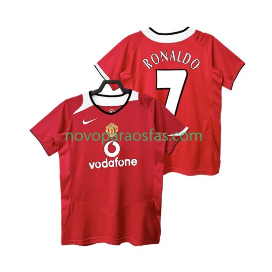 Camisolas Manchester United RONALDO 7 2005 Retro Homem Casa 2006 Manga Curta
