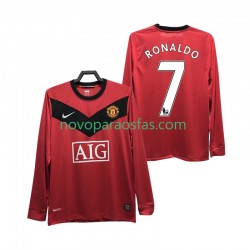 Camisolas Manchester United RONALDO 7 2009 Retro Homem Casa 2010 Manga Comprida