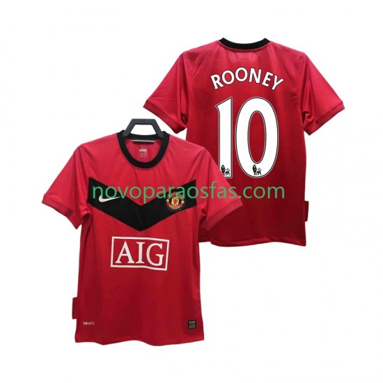 Camisolas Manchester United ROONEY 10 2009 Retro Homem Casa 2010 Manga Curta