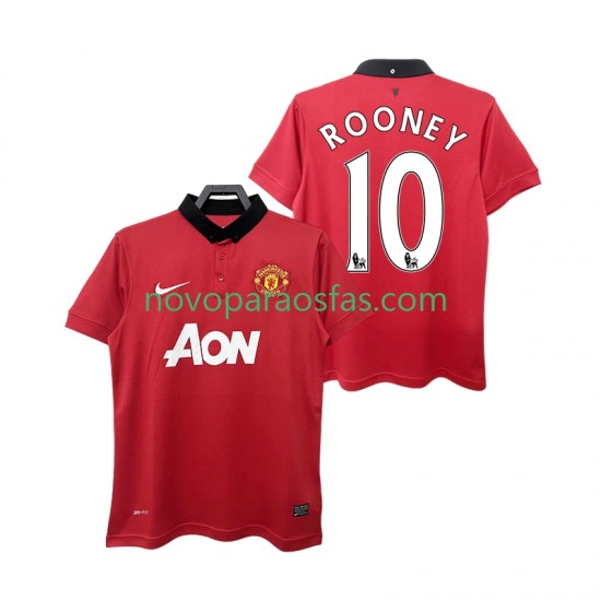 Camisolas Manchester United ROONEY 10 2013 2014 Retro Homem Casa Manga Curta