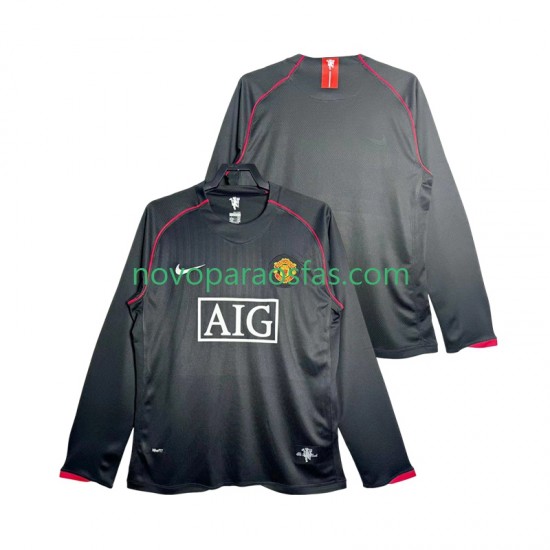 Camisolas Manchester United 2007 Retro Homem Visitante 2008 Manga Comprida