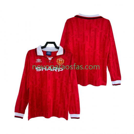 Camisolas Manchester United 1992 Retro Homem Casa 1994 Manga Comprida