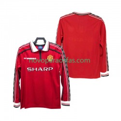 Camisolas Manchester United Retro Homem Casa 1998 1999 Manga Comprida