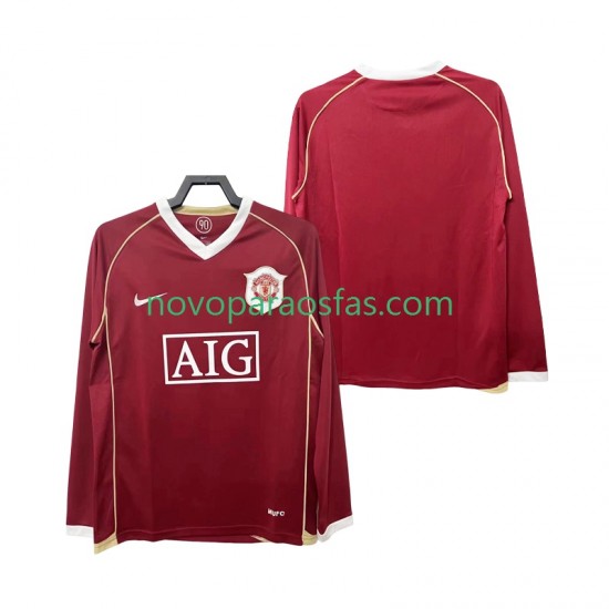 Camisolas Manchester United 2007 Retro Homem Casa 2006 Manga Comprida