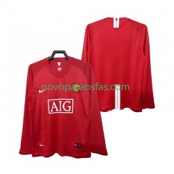 Camisolas Manchester United 2007 Retro Homem Casa 2008 Manga Comprida